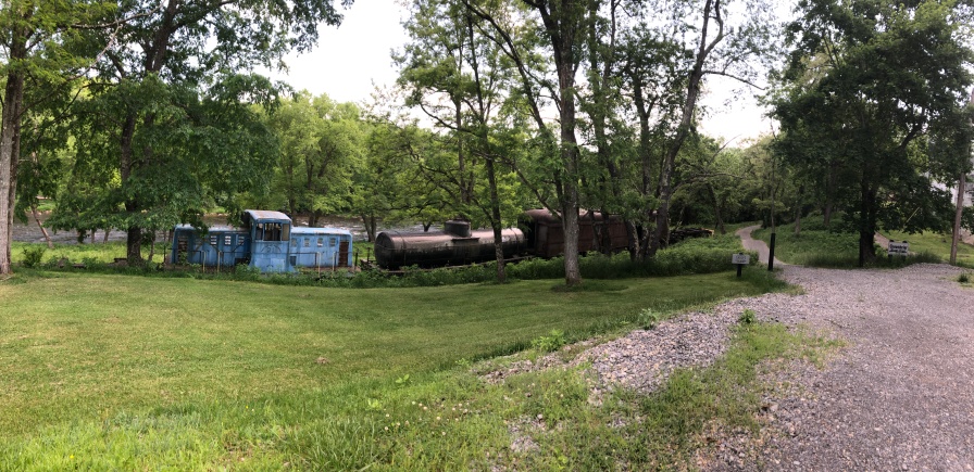 Some old train cars at the end of the trail in Cass.